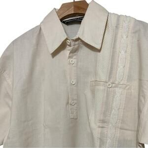 David Taylor Vintage Men’s Size M Cream Ivory Henley Dad Short Sleeve Shirt